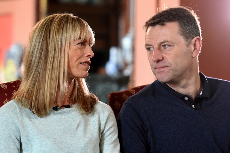 Kate and Gerry McCann, whose daughter Madeleine disappeared from a holiday flat in Portugal ten years ago, speak during an interview with the BBC's Fiona Bruce at Prestwold Hall in Loughborough, Britain April 28, 2017. Photograph taken April 28, 2017. REUTERS/Joe Giddens/Pool TPX IMAGES OF THE DAY
